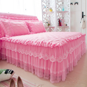 Jupe de lit en dentelle pour lit simple, style princesse, couvre-lit <span class=keywords><strong>Simmons</strong></span>, housse de matelas épaisse pour lit Queen, protège-matelas antidérapant - Product Image 2