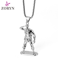 Collier Pendentif Soldat de l'Armée 3D en Acier Inoxydable pour Hommes, Bijou Tendance Vintage Militaire Punk Motard