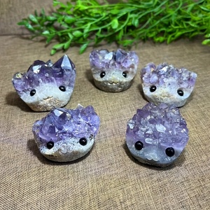 งานฝีมือเม่นอเมทิสต์คุณภาพสูง ขายส่ง แกะสลักสวยงาม เหมาะสำหรับเป็นของขวัญสำหรับการทำสมาธิ และตกแต่งกระถางต้นไม้ - Product Image 1