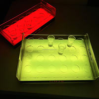 Plateau à verres à shot lumineux LED en acrylique avec logo personnalisé, rechargeable, support de verres à shot lumineux coloré, support de verres à shot