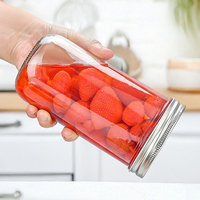 Pot Mason à large ouverture de 24 oz avec couvercle en métal, pot en verre transparent pour boissons glacées et stockage alimentaire