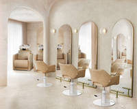 Station de travail coiffure style loft, ensemble chaise et mobilier pour coiffeur, station de coiffage et de barbier avec miroir, de Guangzhou