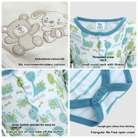 Combinaison bébé en coton pur à motif dinosaure RTS, ensemble de vêtements pour nouveau-né 5 pièces, boutons cachés, fabrication d'usine