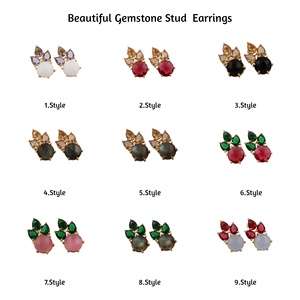 Style classique Tanzanite Blanc Agate Prong Set Boucles D'oreilles À La Main Multi-Gemstone Plaqué Or Bijoux En Gros - Product Image 3