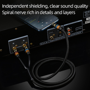 Cable de Audio HIFI 6N OFC de una pieza de 3,5mm a <span class=keywords><strong>2RCA</strong></span> HiFi para teléfono, ordenador y amplificador, RCA doble para altavoz - Product Image 4