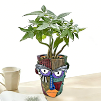 Pot de fleurs en résine en forme de vache des Highlands avec lumière solaire, panneau de bienvenue, fait main, marque LEADER, pot à fleurs animalier pour jardin, cour et décoration extérieure