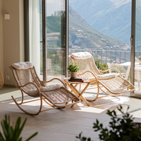Fauteuil à bascule portable en rotin Meiqi, moderne, résistant aux intempéries, pour cour, patio, balcon, jardin, salon, détente