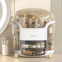 Organisateur de maquillage de table multifonctionnel rotatif transparent de luxe portable, boîte de rangement pour cosmétiques