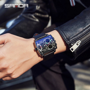 Reloj de Pulsera <span class=keywords><strong>Sanda</strong></span> Nuevo Modelo 2022 de Lujo para Hombre, Casual y Deportivo, con Esfera Grande, Digital, Cuadrado y Resistente al Agua - Product Image 5
