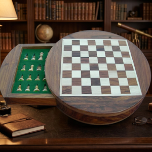 High Quality 9-Inch Coffee-Colored <b>Wooden</b> Storage Box Rounded Corners Custom Designed Luxury Portable Board Games Magnetic Table - Product Image 2