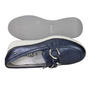 Mocassini Cinzia Soft da donna in pelle blu, slip-on, comodi. - Product Image 6