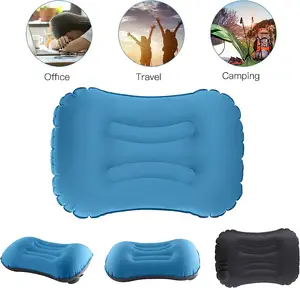 NPOT Inflatable Camping Travel Pillows Ultralight Comfortable Inflatable Pillow Neck Pillow Customized Round Knitted Pack Of 2