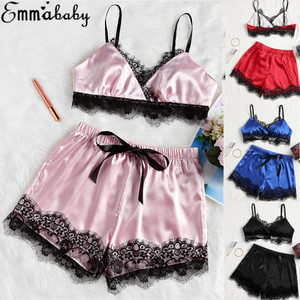 Set di Lingerie Sexy da Notte per Donne, Completo in Raso con Reggiseno e Pantaloncini, Pigiama Sexy con Reggiseno in Raso e Dettagli in Pizzo - Product Image 5