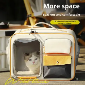 पोर्टेबल बिल्ली और कुत्ते यात्रा बैग स्ट्रिप्ड एवा pvc पालतू ट्रॉली जिपर बंद फैशनेबल विरोधी तनाव बैकपैक - Product Image 3