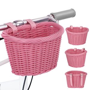 Cestino <span class=keywords><strong>per</strong></span> Bicicletta in Vimini, Cestino Anteriore Pieghevole a Sgancio Rapido, Robusta Borsa Portaoggetti in Plastica Fatta a Mano <span class=keywords><strong>per</strong></span> Bambini - Product Image 2