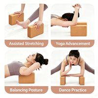 Accesorios de Yoga, Herramienta Auxiliar de Estiramiento, Bloque de Yoga de Corcho Natural con Dureza 80 Shore, Marca Privada, para Yoga, Danza y Pilates