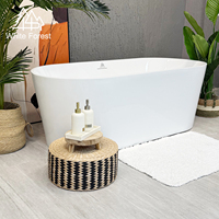 Baignoire à remous de luxe WhiteForest pour hôtel et villa, baignoire ovale autoportante à bord fin, en acrylique de haute qualité