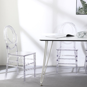 Silla de Bambú de Cristal, Silla de Comedor Transparente de Acrílico para Bodas y Banquetes, Silla para Espacios Comerciales - Product Image 5