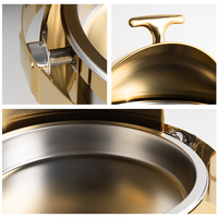 Ensemble buffet rond de chauffe-plats en or de luxe présentoir de chauffe-plats à combustible doré décoratif équipement de restauration de fantaisie pour hôtel