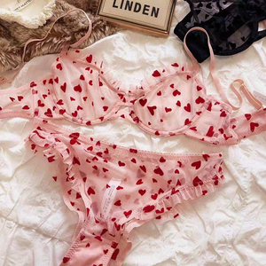 Conjunto <span class=keywords><strong>de</strong></span> lencería erótica, sujetador <span class=keywords><strong>de</strong></span> malla Rosa transparente con bordado <span class=keywords><strong>de</strong></span> corazón, conjunto <span class=keywords><strong>de</strong></span> dos piezas para mujer - Product Image 6