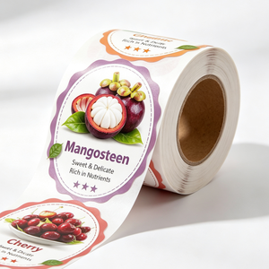 Etiquetas Adhesivas de Vinilo Impresas Personalizadas al por Mayor con Patrón de Frutas, Borde Ondulado, Resistentes al Agua, para Marcar Empaques de Alimentos y Frutas - Product Image 2