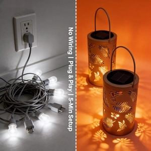 Lanterne solaire d'extérieur étanche à l'eau et à la poussière IP44, lumière chaude sculptée, un compagnon réconfortant les nuits de pluie - Product Image 2