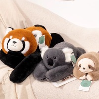 Oreiller de sommeil en peluche brodé super doux 2025 pour bébés et enfants de tous âges, motifs Panda, Koala, Raton Laveur, Dinosaure, avec rembourrage en coton PP