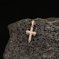 Collier pendentif en cuivre incrusté de zircon, bijoux goutte d'eau, chaîne en corde, style hip-hop, fabricant direct, vente chaude transfrontalière