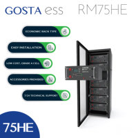 Rak Baterai Penyimpanan Energi Surya Cerdas GOSTA RM75HE 6000 Siklus, 10KWH Lifepo4 LFP 5kw 10kw Baterai Lithium Iron