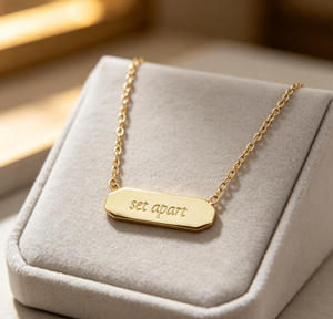 Collier barre gravé en acier inoxydable avec verset biblique Éphésiens 1:4 « Les Élects choisis», bijou religieux chrétien, cadeau - Product Image 2