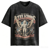 T-shirt personnalisé Kornit DTG, coupe ample, imprimé vintage délavé à l'acide, style streetwear, fabrication OEM