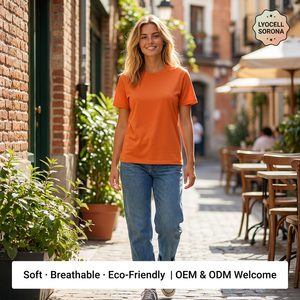 T-shirts unis personnalisés en usine OEM, en <span class=keywords><strong>fibre</strong></span> rafraîchissante Sorona Lyocell, respirants et légers, pour homme, idéaux pour l'été et la marque haut de gamme - Product Image 1