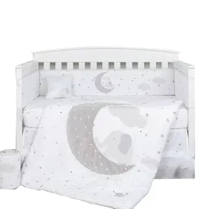 High quality baby boy elephant healthier and safer 100% Cotton baby bedding set 5 pcs