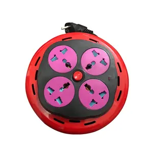 Multifunctional Electrical Cable Reel 4-Outlet Mains Extension Cord Reel With Customized Length Cable