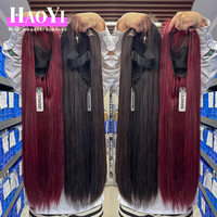 Wig Rambut Keriting India Burma Asli, Wig Rambut Manusia Gelombang Air HD Lace Frontal 13X4, Wig Rambut Manusia Virgin Tanpa Lem dengan Kutikula Tersusun Rapi