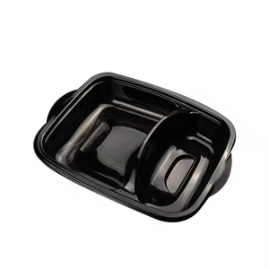 Conteneur alimentaire jetable rond pour gâteaux, boîte de rangement noire, à emporter, micro-ondable - Product Image 1