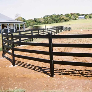 Longue durée de vie en plastique noir 5 pieds de haut 3 rails clôture cheval autour vinyle pvc cheval clôture plastique pour clôture de ferme - Product Image 4