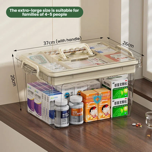 Boîte de rangement pour médicaments de grande capacité, trousse de premiers soins transparente, organisateur portable, boîte médicale à domicile, organisateur de médicaments à double couche - Product Image 5