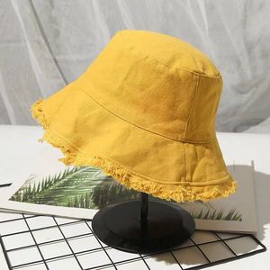 Sombreros de Pescador Lisos Deshilachados de Moda al por Mayor, Sombreros de Pescador de Lona Plegables Unisex para Mujer - Product Image 5