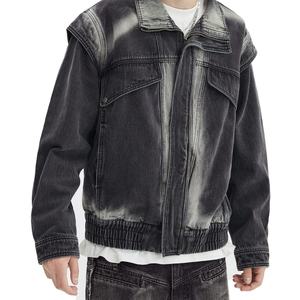 Veste Courte Homme Style Urbain Personnalisée en Jean Brut Noir Vintage Lavage Vieilli 100% Coton – Blouson en Jean pour Homme - Product Image 2