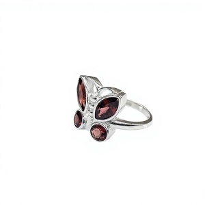 Elegant 925 Sterling <b>Silver</b> Butterfly <b>Ring</b> with Marquise and Round Red Gemstone for Women Fine Jewelry Wholesale Manufacturer - Product Image 2