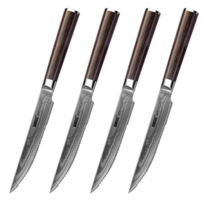 AMSZLカスタム4ピースステーキナイフセット日本高炭素ステンレススチールPakka木製ハンドル付きギフトボックス付き - Product Image 4