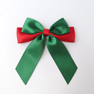 <span class=keywords><strong>Noeud</strong></span> de Noël en satin polyester <span class=keywords><strong>rouge</strong></span> et vert, pré-noué pour cadeaux, décorations de fête à domicile, ornements d'arbre, <span class=keywords><strong>ruban</strong></span> de décoration DIY - Product Image 2