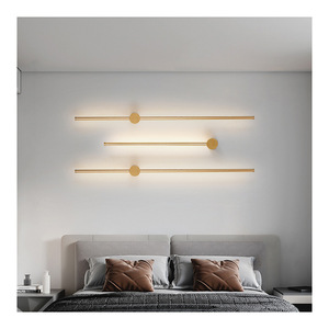 Lampe murale minimaliste moderne en aluminium, lumière LED chaude, gradation progressive, pour chambre à coucher, salon, couloir - Product Image 4
