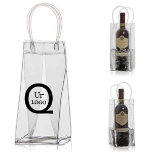 Sac à vin rouge transparent imperméable, sac en plastique pour vin, sac en PVC personnalisé pour boissons et courses - Product Image 1