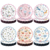 Platos de Papel de Dibujos Animados en Oferta, Vajilla Desechable para Fiestas Infantiles, Unicornio, Arcoíris, Cumpleaños, Artículos para Baby Shower