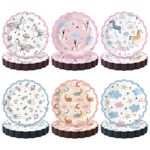 Offre Spéciale Assiettes en Carton Thème Dessin Animé Vaisselle Jetable pour Enfants Fête <span class=keywords><strong>Licorne</strong></span> Arc-en-ciel <span class=keywords><strong>Anniversaire</strong></span> Baby Shower - Product Image 5