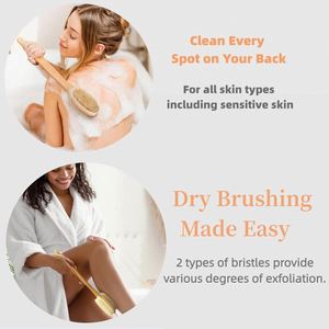 Hot Sales Custom Logo Long Wooden Body <b>Brush</b> Natural Boar Exfoliating Bath Shower Scrubber with Nodules Dry Massage <b>Brush</b> - Product Image 2