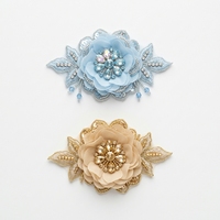 Décoration florale 3D à coudre avec strass, applique de fleur en cristal à 9 facettes pour robe de mariée et robe de bal
