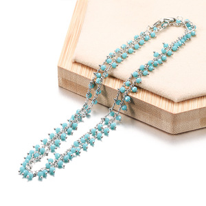Fashion Beaded <b>Necklaces</b> Colorful <b>Blue</b> Round Seed Bead Clavicle Chains Unisex Accessories Yiwu Origin - Product Image 3